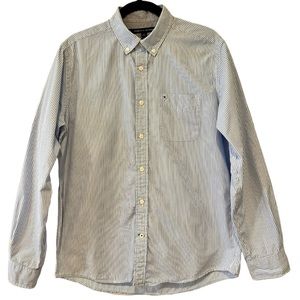 Tommy Hilfiger Striped Button Down Men's S Blue & White Classic Fit Pocket Shirt